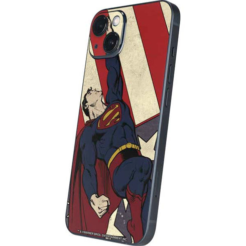 DC Comics Superman Vintage Pose American Flag iPhone 14 Plus Skin